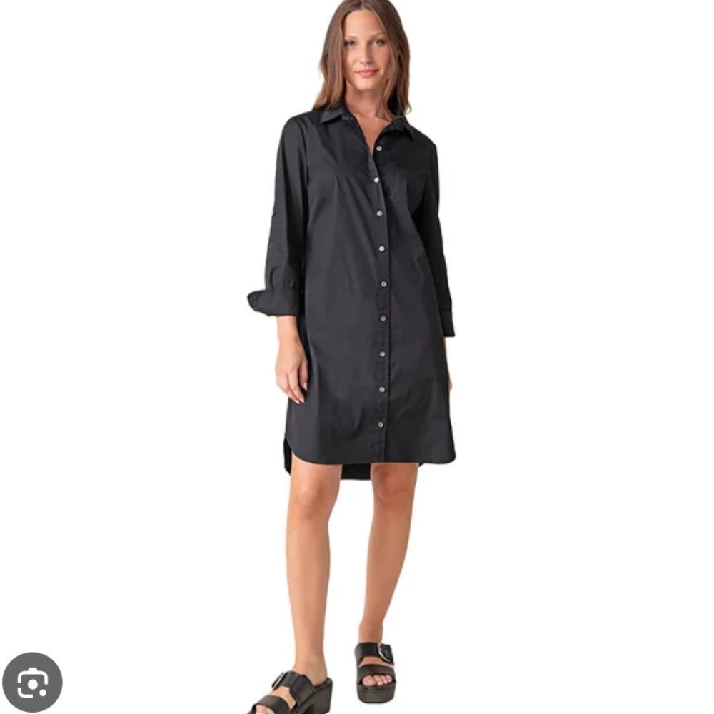 Everlane The Daytripper Shirt Dress Black Long sleeve Buttondown Cotton Size 0